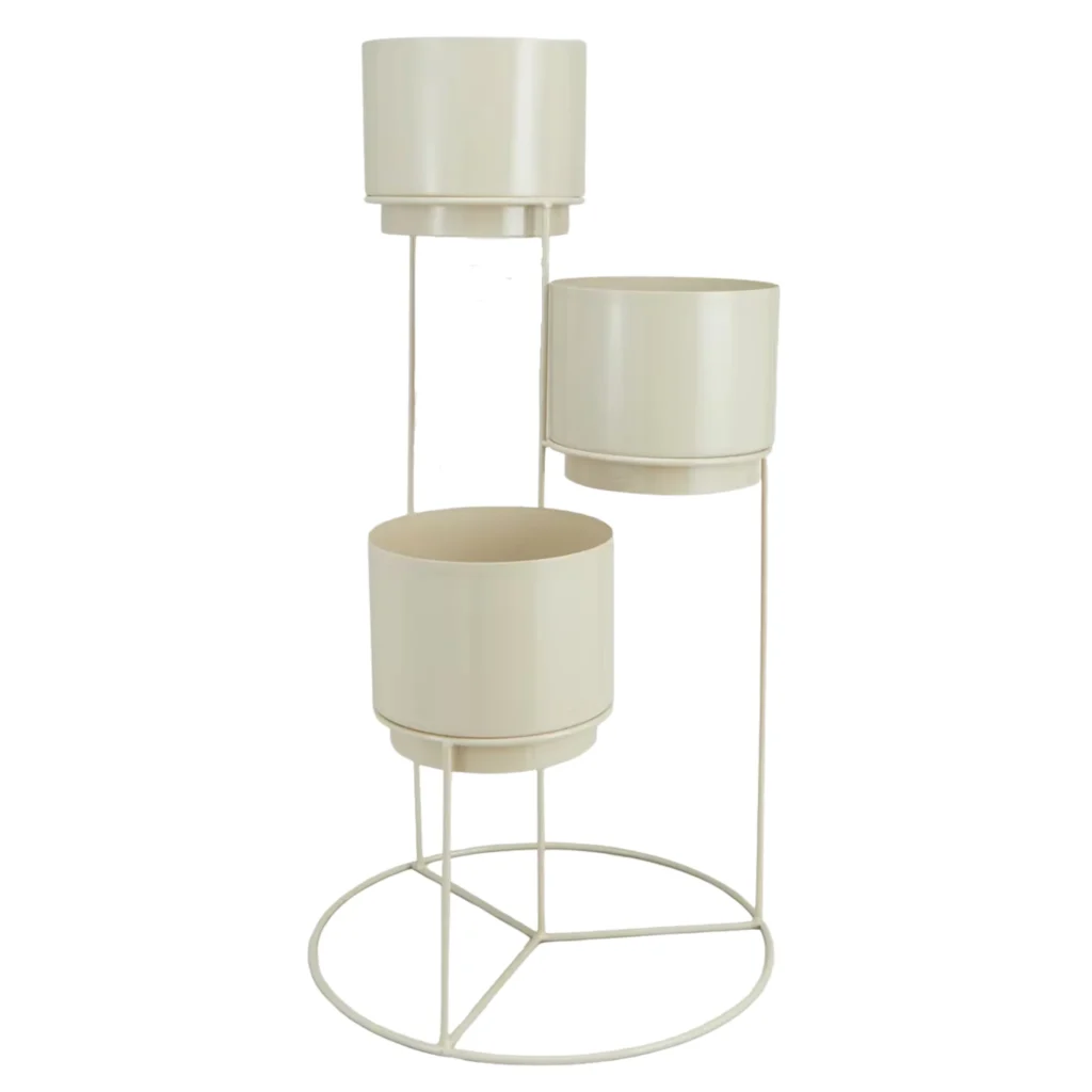 Cream metal tiered stand. Best Indoor Plant Stands For Multiple Plants