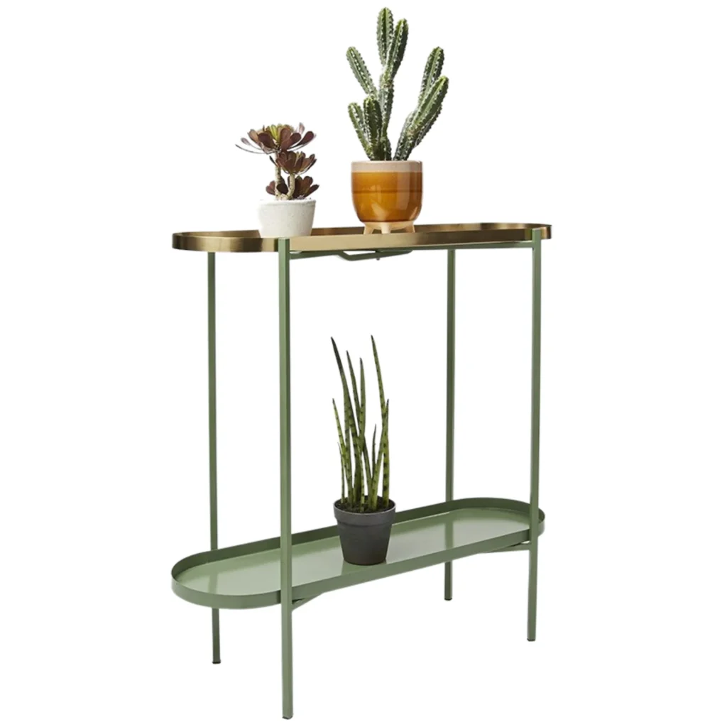 Green and gold console plant stand. Best Indoor Plant Stands For Multiple Plants