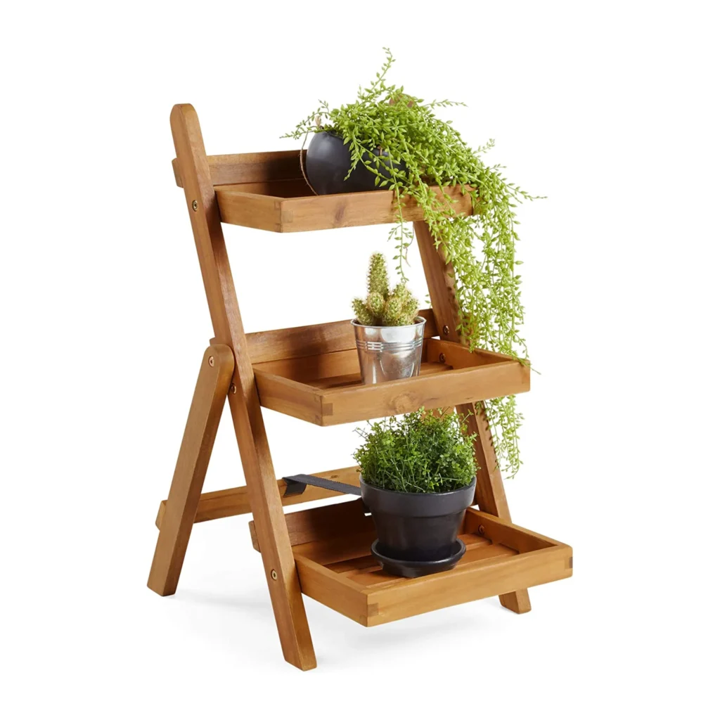 Wooden tiered plant stand