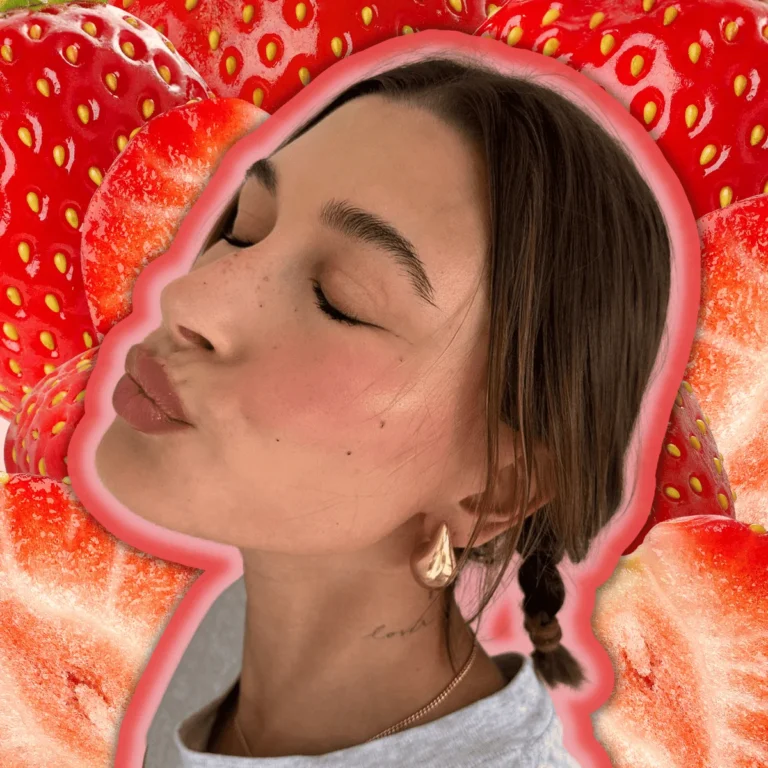 hailey bieber strawberry makeup trend