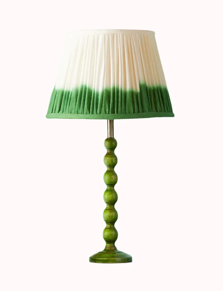 lacquered green wood bobbin table lamp