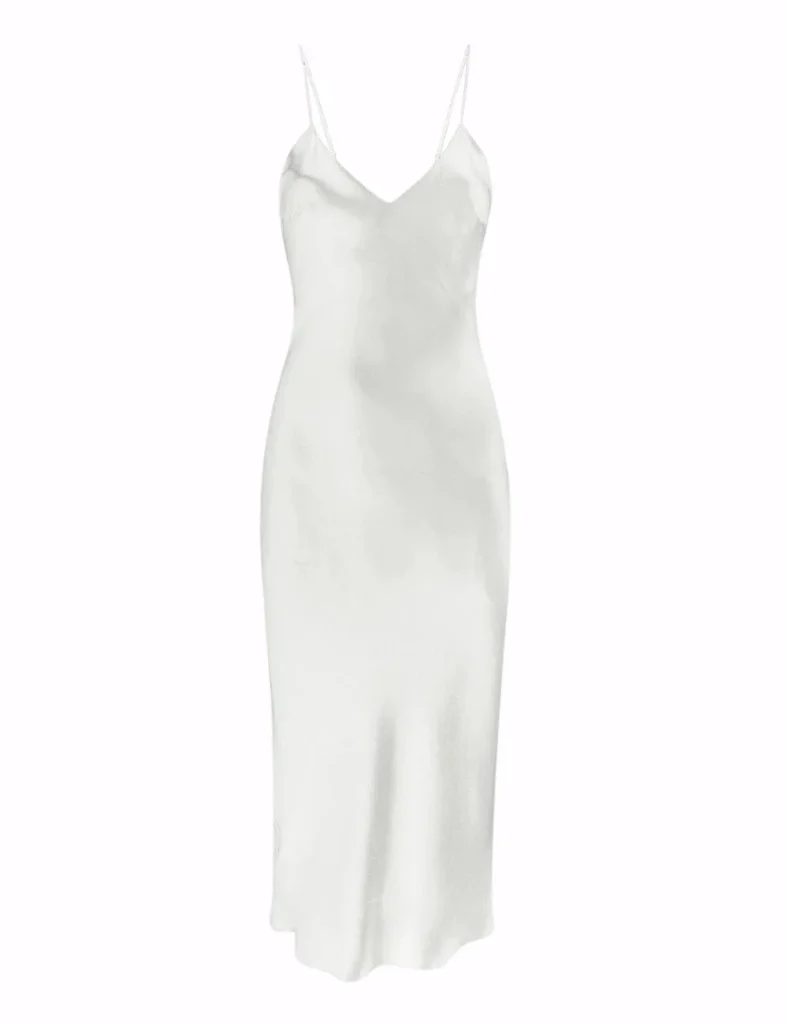 white silk nightgown