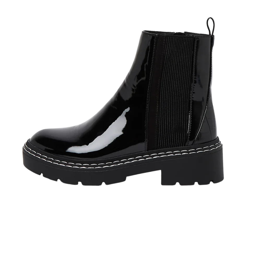 Black Patent Chelsea Boots