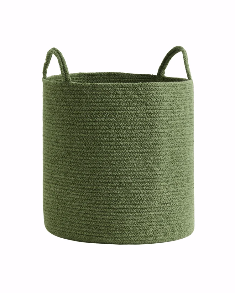 Deep green cotton storage basket. H&M's Spring Home Collection