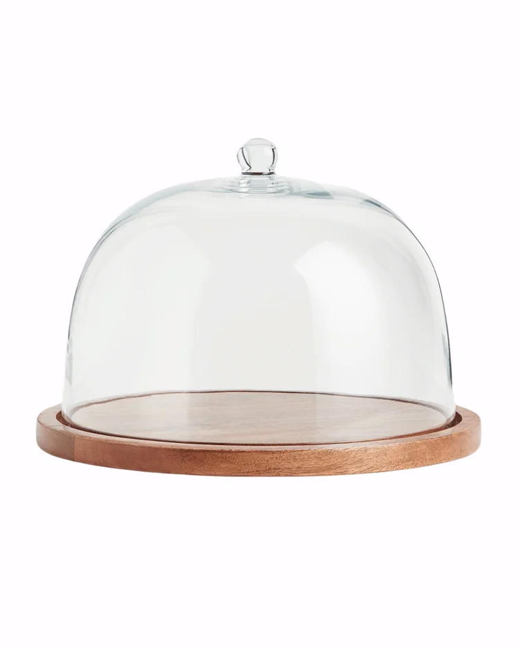 Glass dome with a Wooden Tray