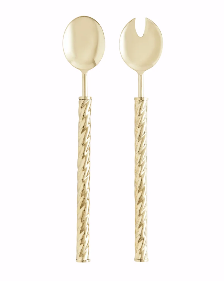 Gold metal salad servers