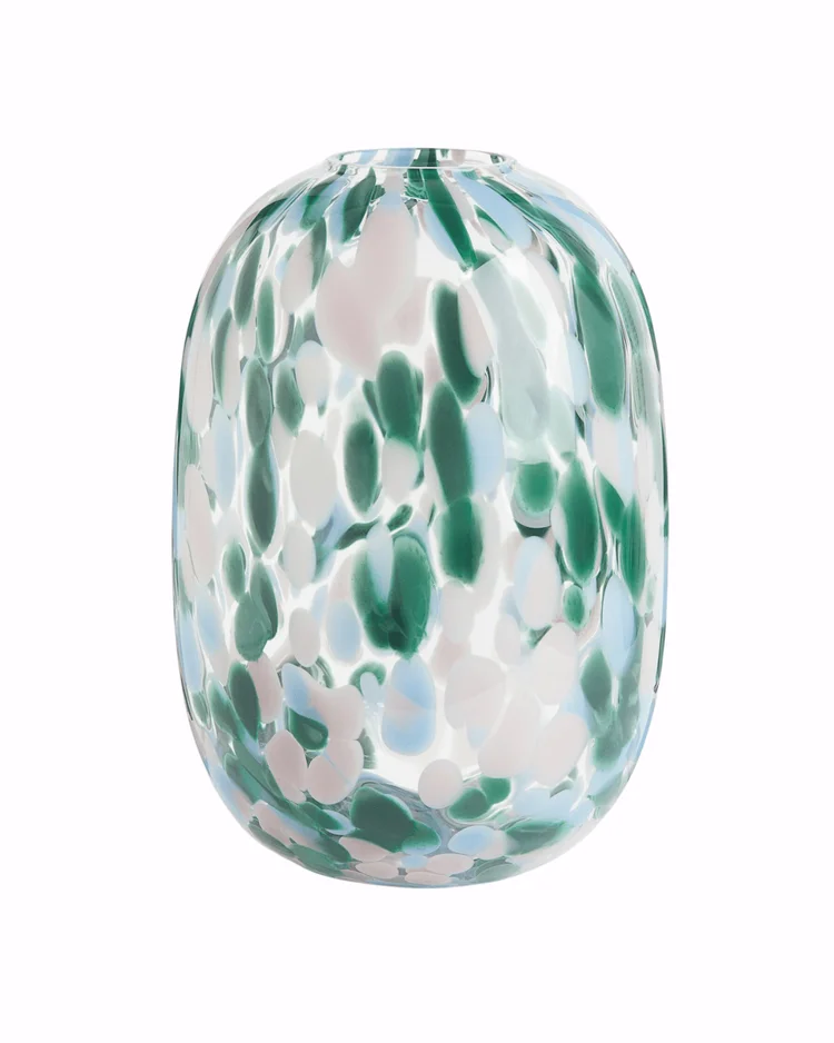 Patterned large glass vase