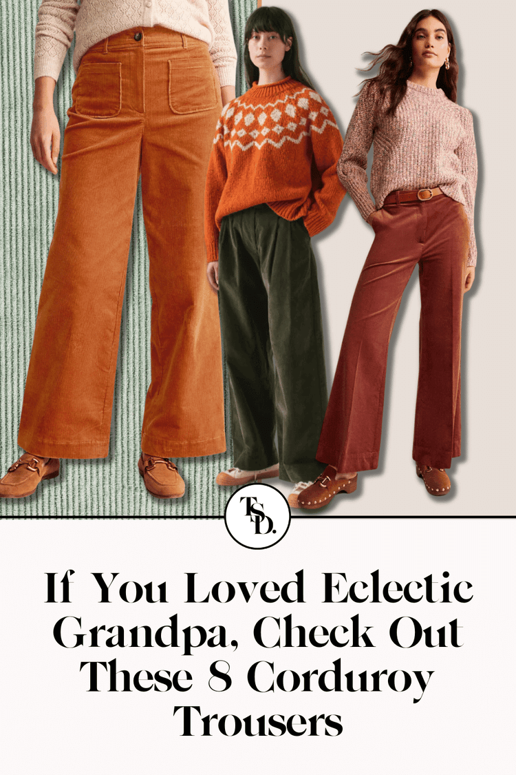 Eclectic Grandpa Corduroy Trousers Illustration, pin for Pinterest