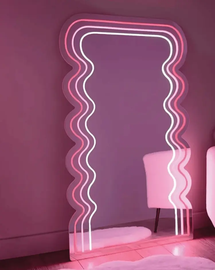 Neon squiggle mirror