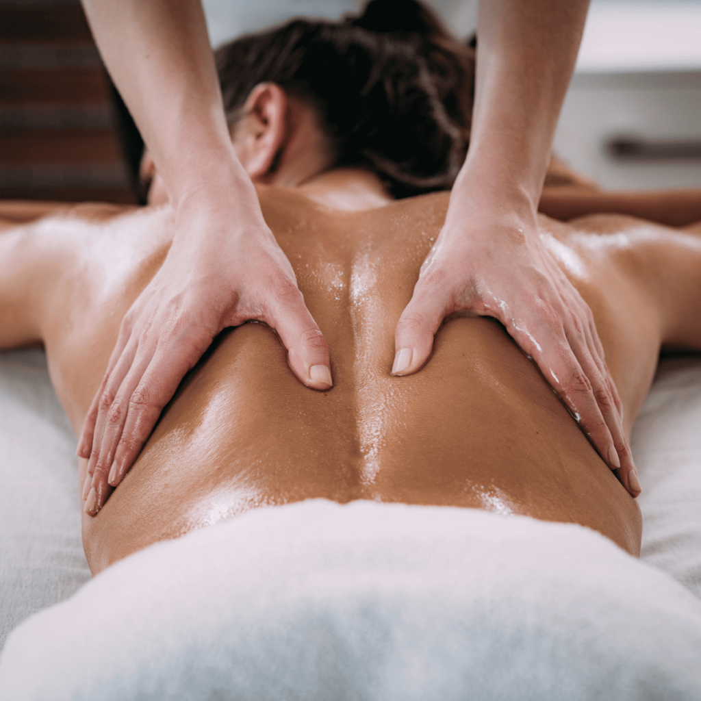 Woman getting a back massage