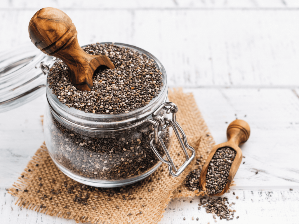 chia seeds in a glass jar