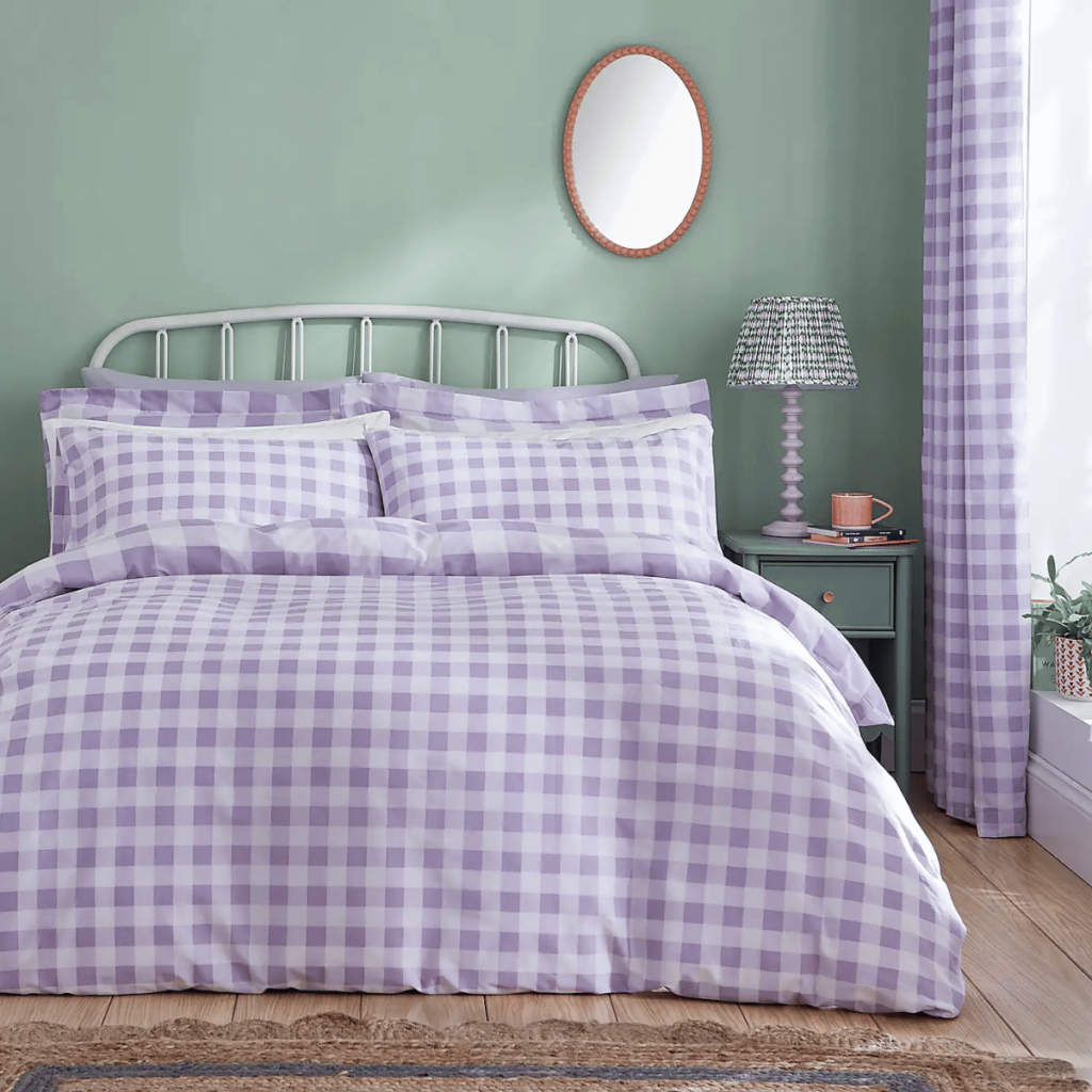 Ansley Gingham Lilac Duvet Cover & Pillowcase Set