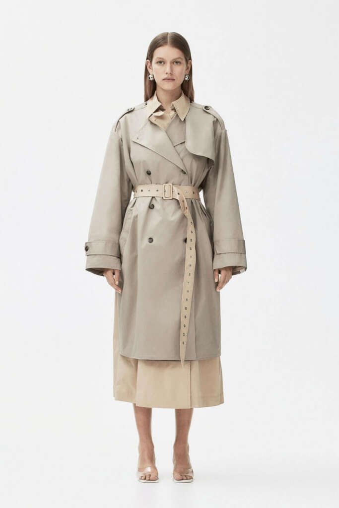 Beige Two Piece Twill Trench Coat