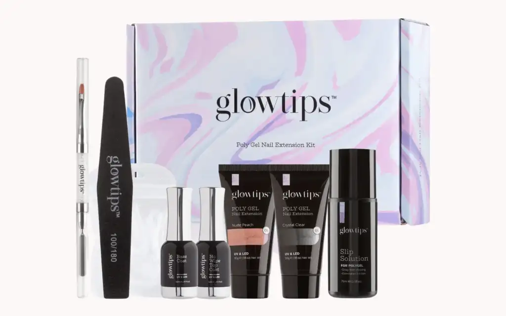 Glow tips poly gel nail extensions