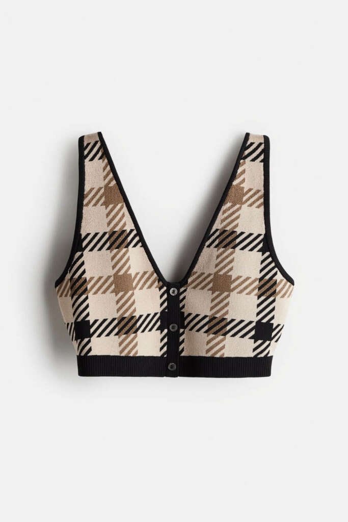 Jacquard knit Bra Top in Beige