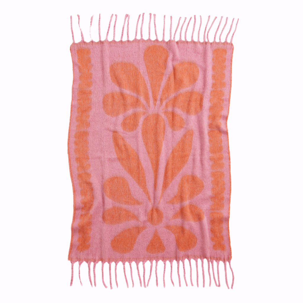 Pink Floral Blanket. Dopamine Homeware