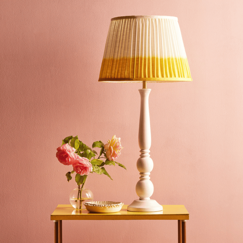 YELLOW SHIBORI LINEN TABLE LAMP. Dopamine Decor