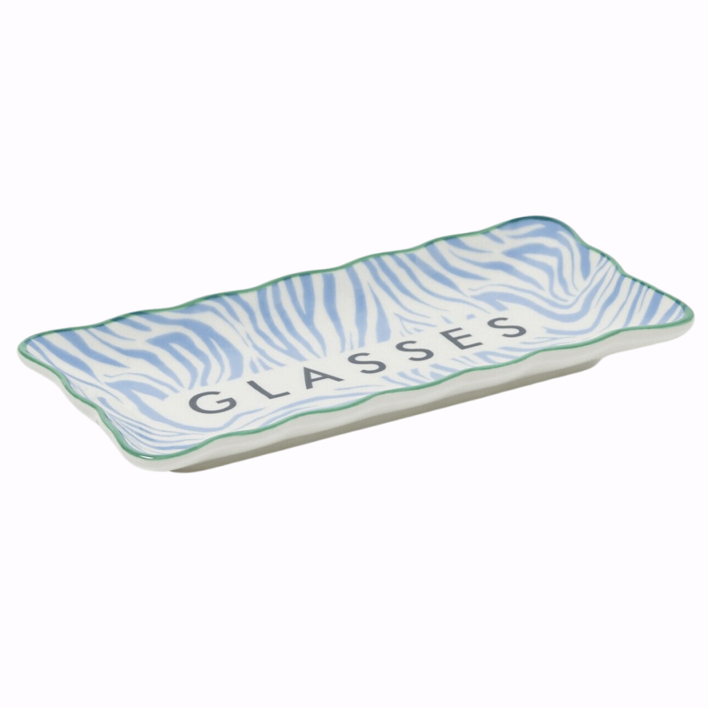 Zebra Blue Wavy Glasses Tray