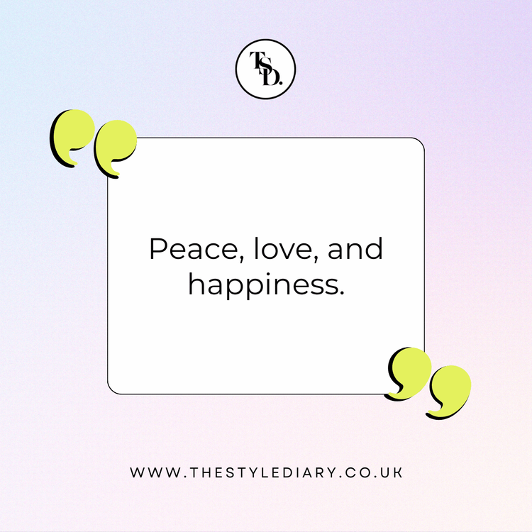 Peace, love, and happiness. peace short captions for Instagram quote illustration