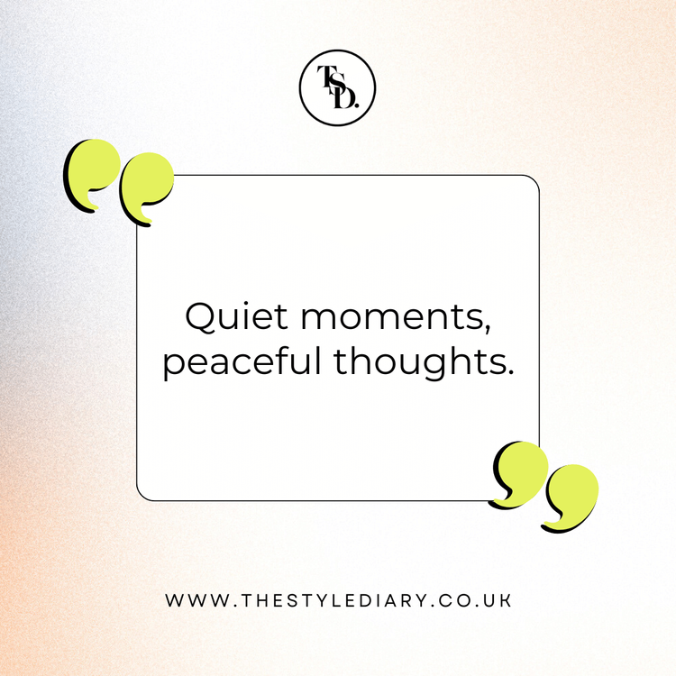 Quiet moments, peaceful thoughts. peace short captions for Instagram quote illustration