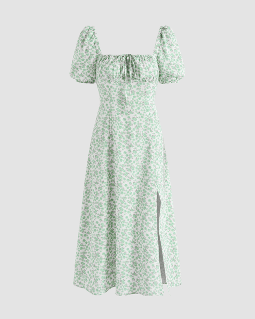 green floral maxi dress