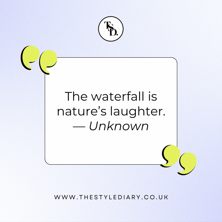 The waterfall is nature’s laughter. Peaceful Waterfall Quotes For Instagram illustration