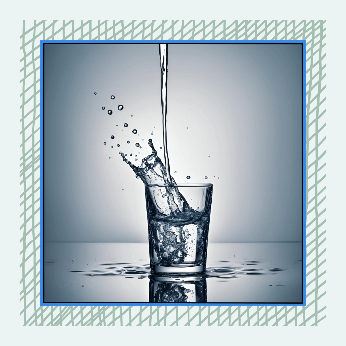 Water being poured into a glass that is overflowing