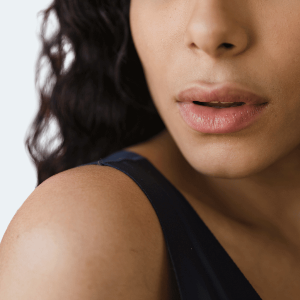 up close shot of woman's lips