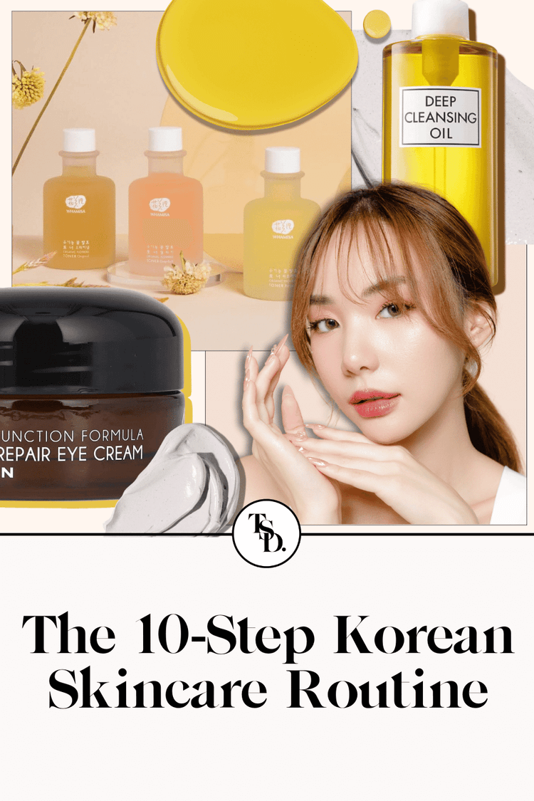 10 Step Korean night skincare routine. Pin for Pinterest