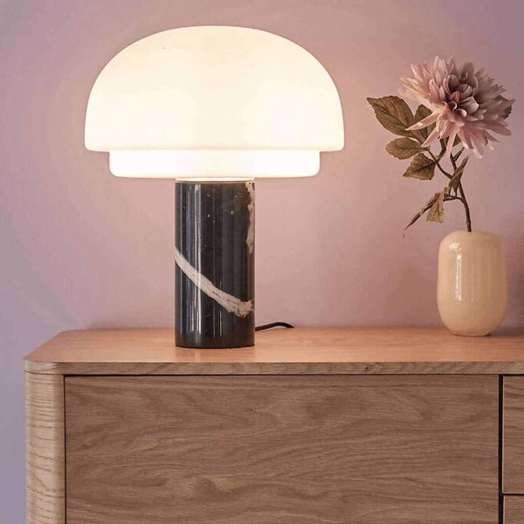 Agathilda Opaline Glass and Marble Table Lamp from La Redoute. Best Mushroom Lamps