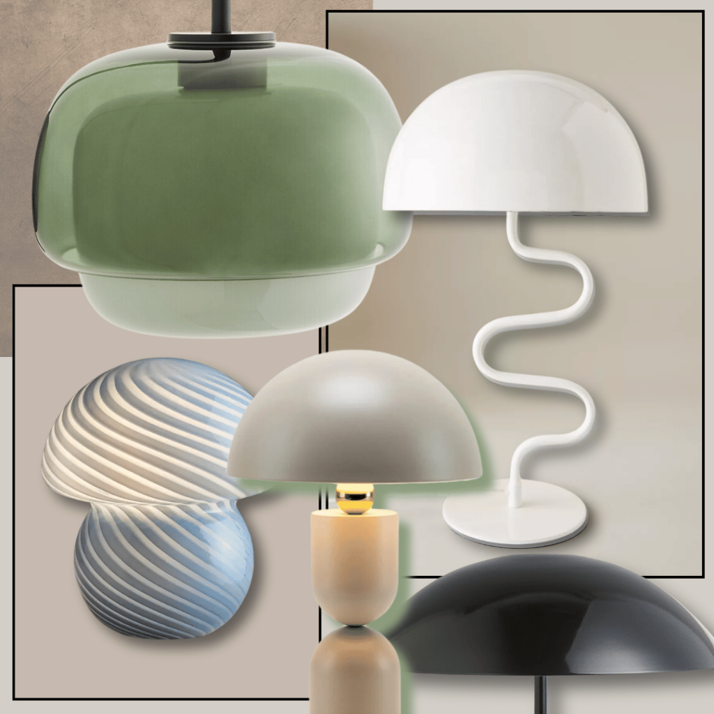 Collage of mushroom lamps