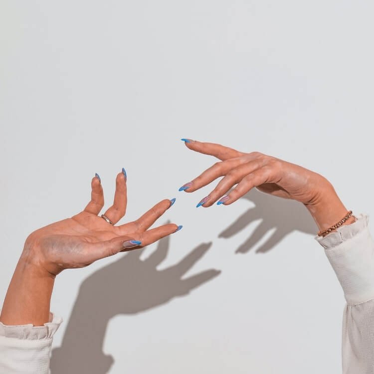 Manicured Hands with Gestures. Nail Lacquer vs Nail Polish