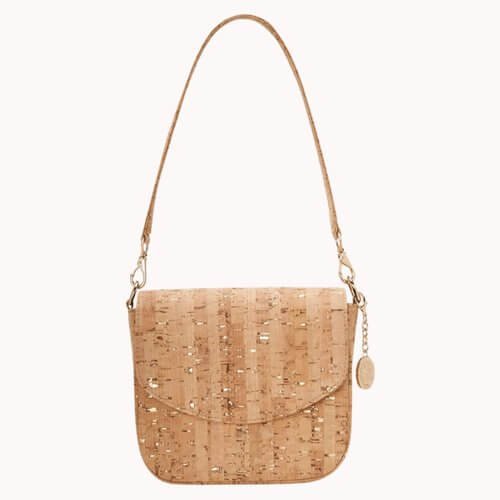 cork flap front bag. Vegan Luxury Brands