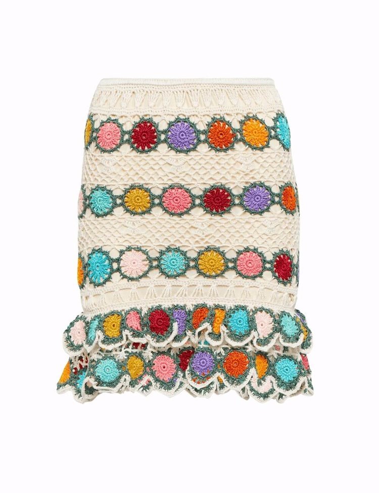 Multicoloured crochet skirt. Crochet fashion trend