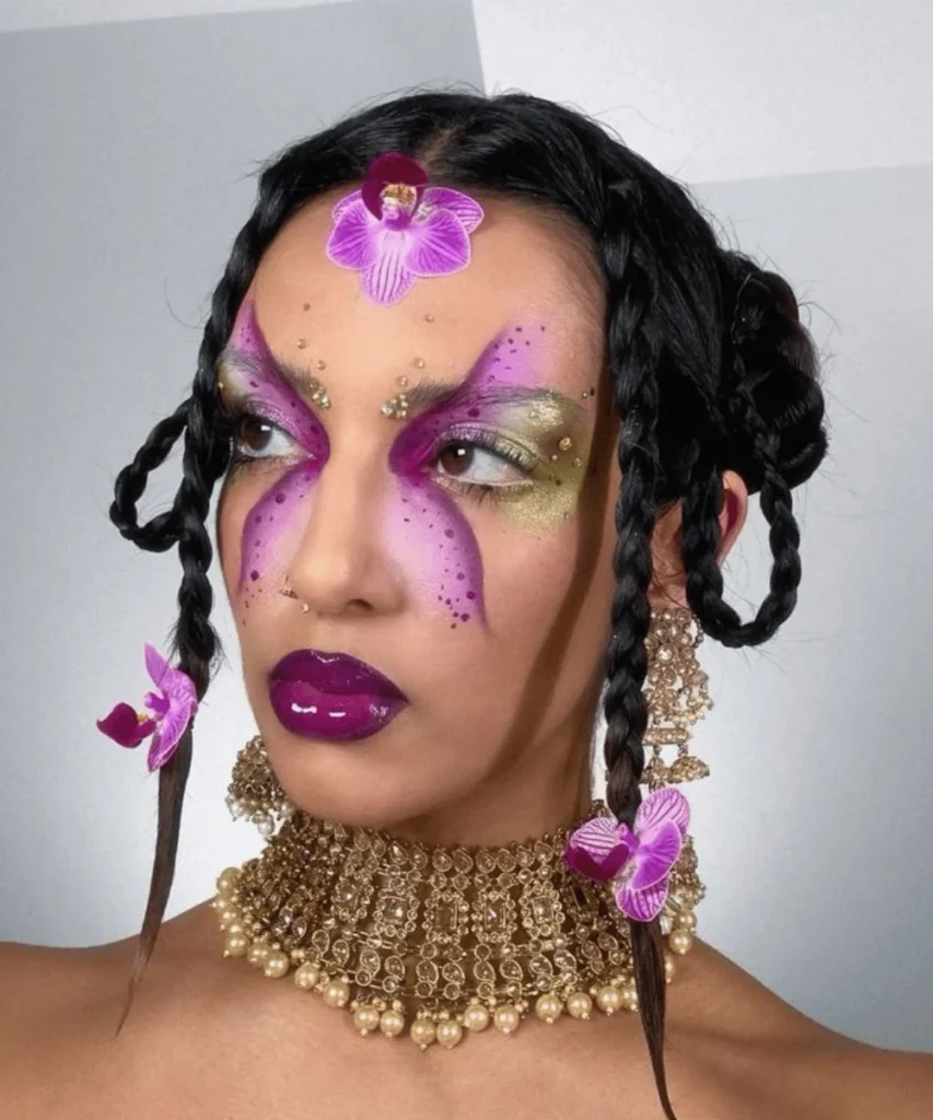 purple and gold fairy makeup