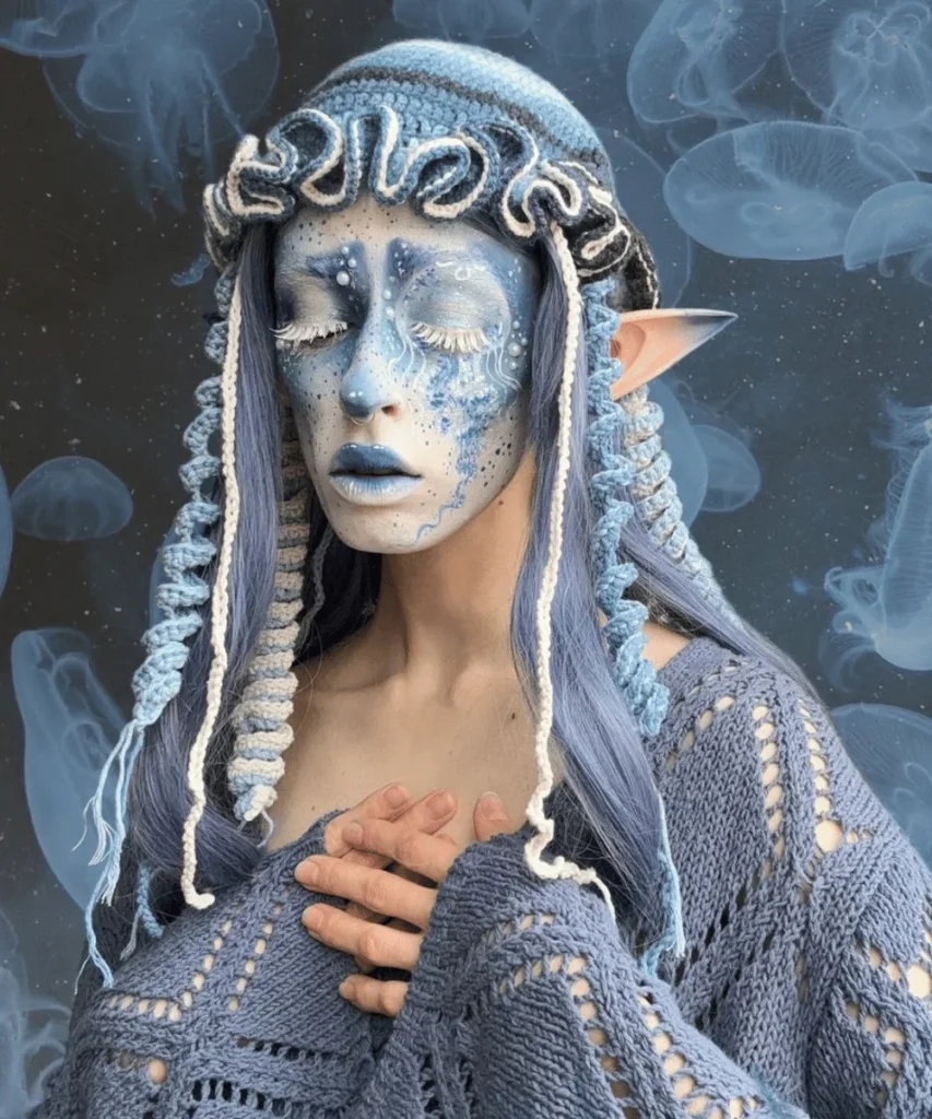 blue grey fairy makeup