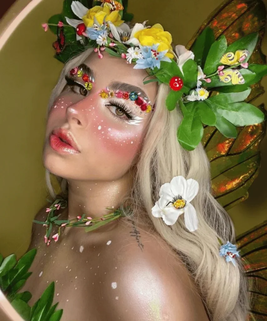 floral crown fairy makeup