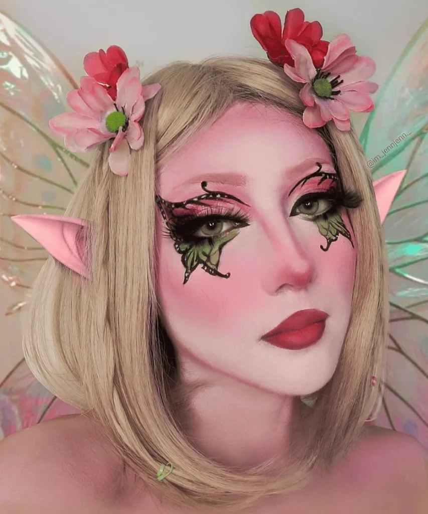 pink flower fairy makeup