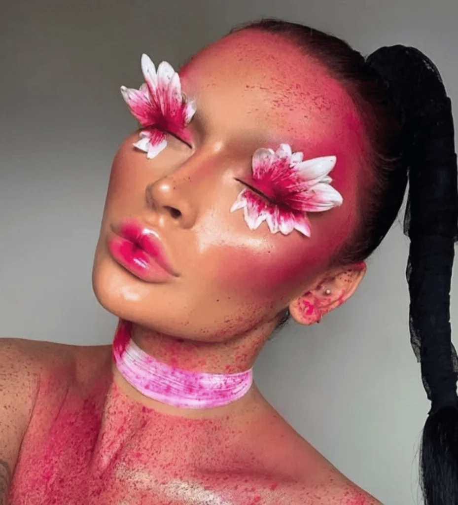 Fuchsia flower fairy makeup