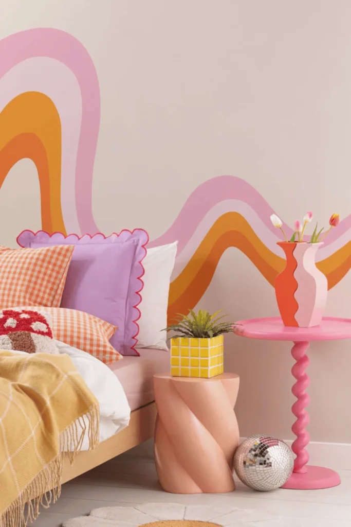 Pink and Orange 70s Retro Wallpaper Mural