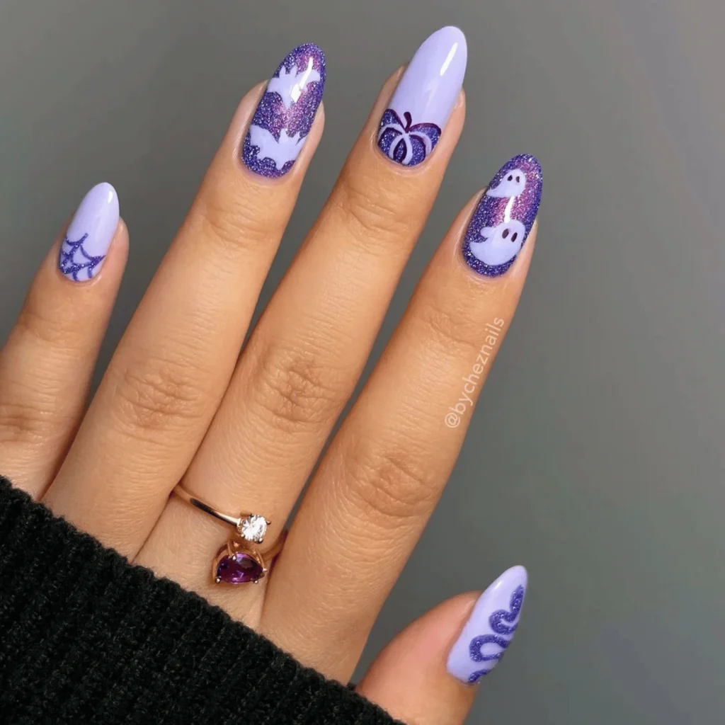 Purple halloween nails