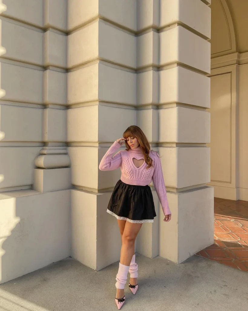 black and pink balletcore outfit