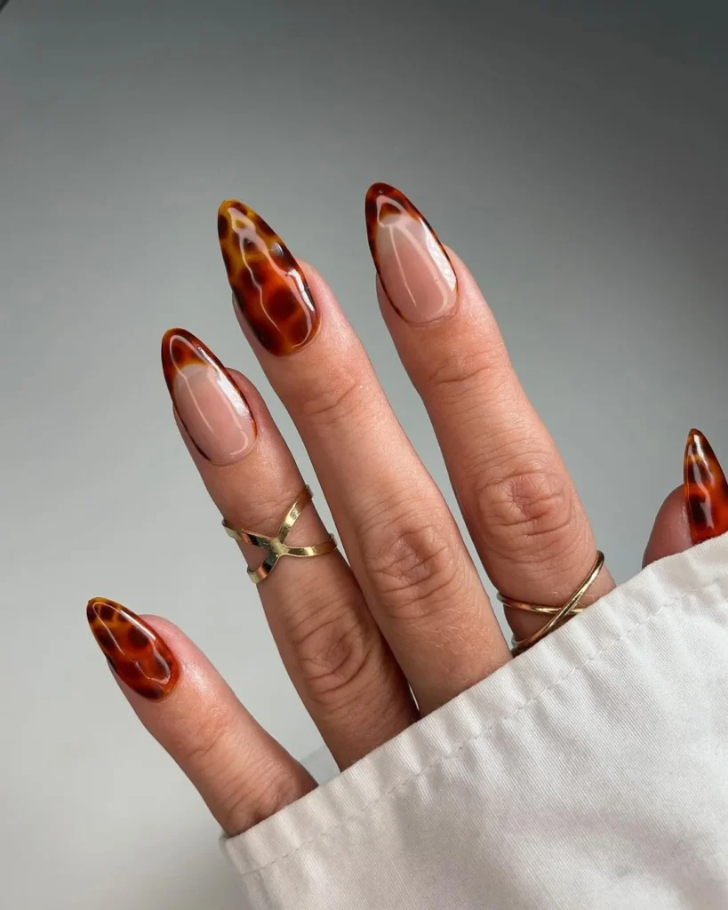 Gradient tortoise tips nail designs