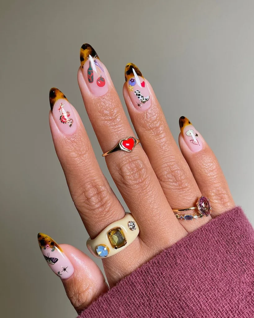 Whimsical tortoiseshell nail idea