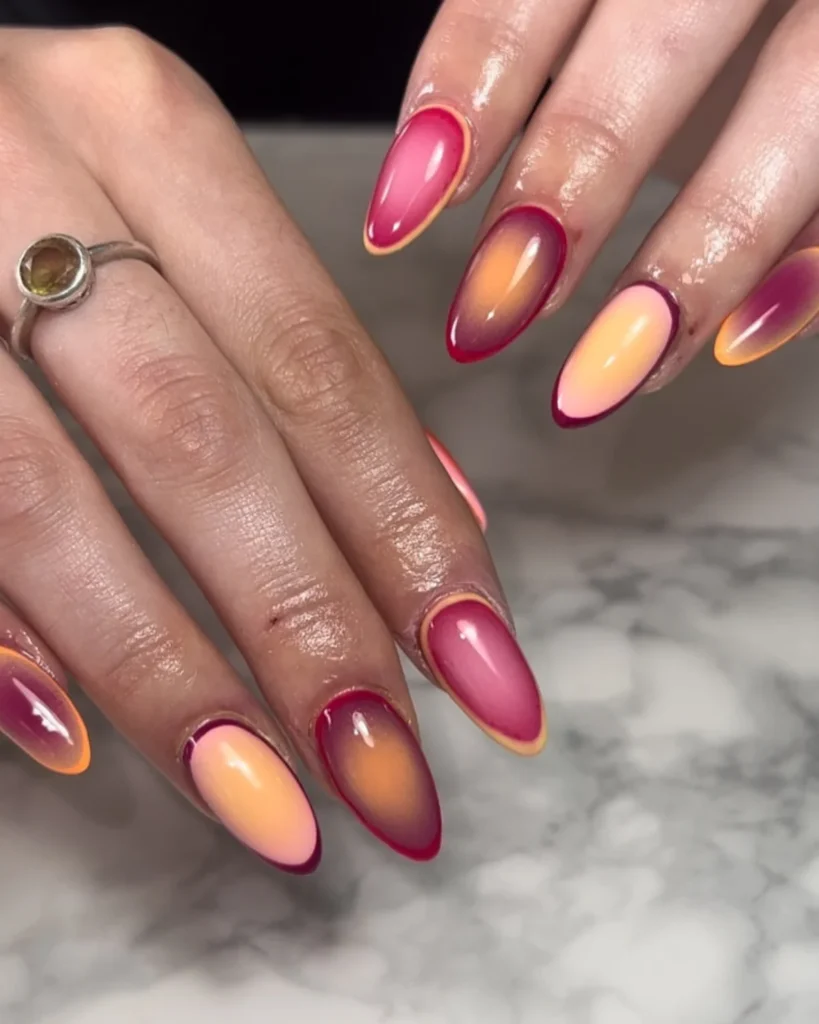 Yellow and red nails