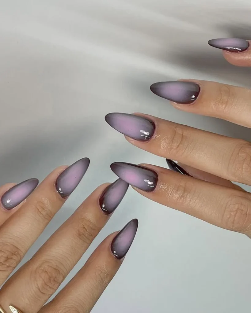 aura pink and purple French tips