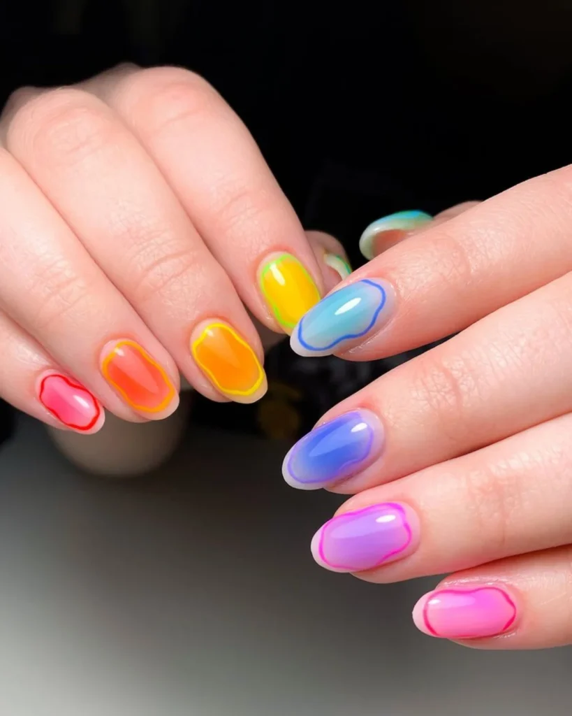 colourful nail design. aura nail designs