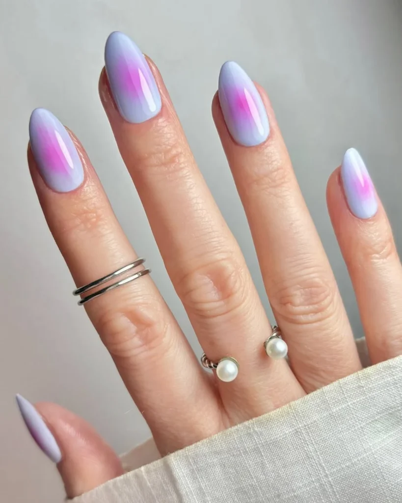 pink and blue nails. Aura Nail Designs