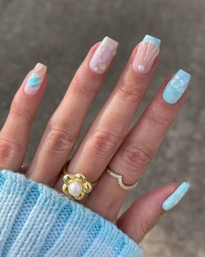 pearl seashell nails