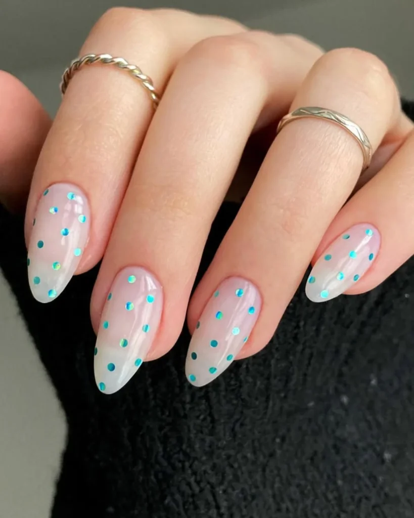 blue polka dot nails